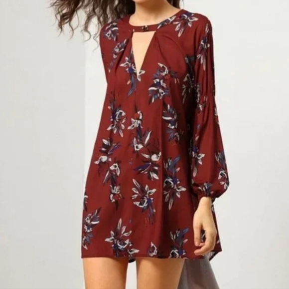 Free People Dresses & Skirts - Free People Electric Orchid Tree Swing Tunic Dress Red Boho Peasant Festival XS